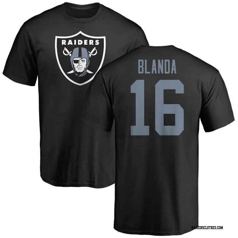 Men's Las Vegas Raiders ＃16 George Blanda Black Name & Number Logo T-Shirt