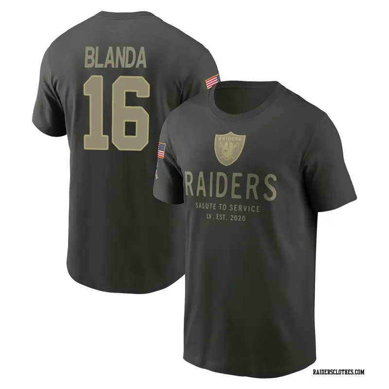 Men's Las Vegas Raiders ＃16 George Blanda Forest/Green 2025 Salute to Service Sideline Primary Edge T-Shirt