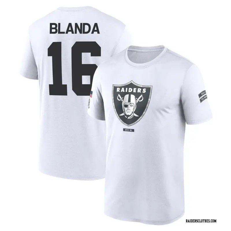 Men's Las Vegas Raiders ＃16 George Blanda White 2024 Salute to Service Performance T-Shirt