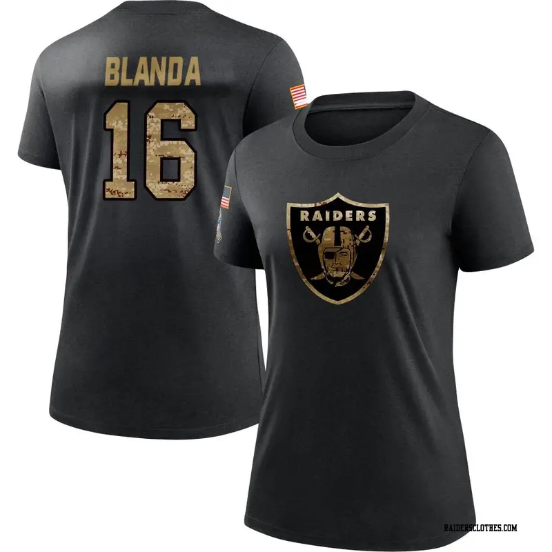 Women's Las Vegas Raiders ＃16 George Blanda Black 2020 Salute To Service Performance T-Shirt