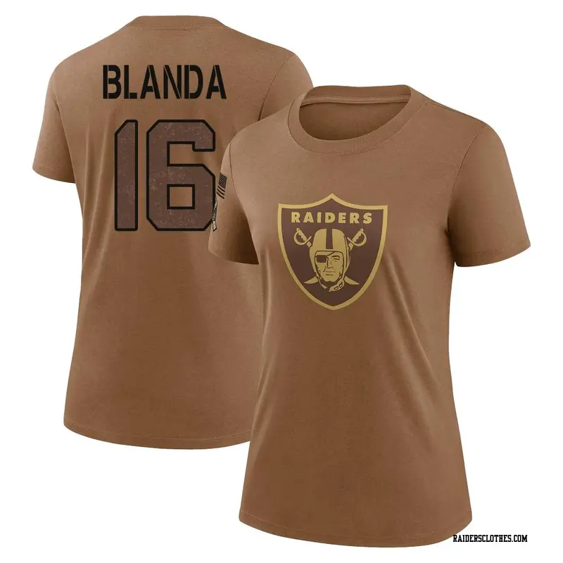 Women's Las Vegas Raiders ＃16 George Blanda Brown 2023 Salute To Service Performance T-Shirt