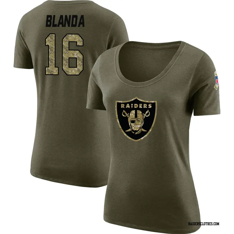 Women's Las Vegas Raiders ＃16 George Blanda Olive Salute to Service Scoop Neck T-Shirt
