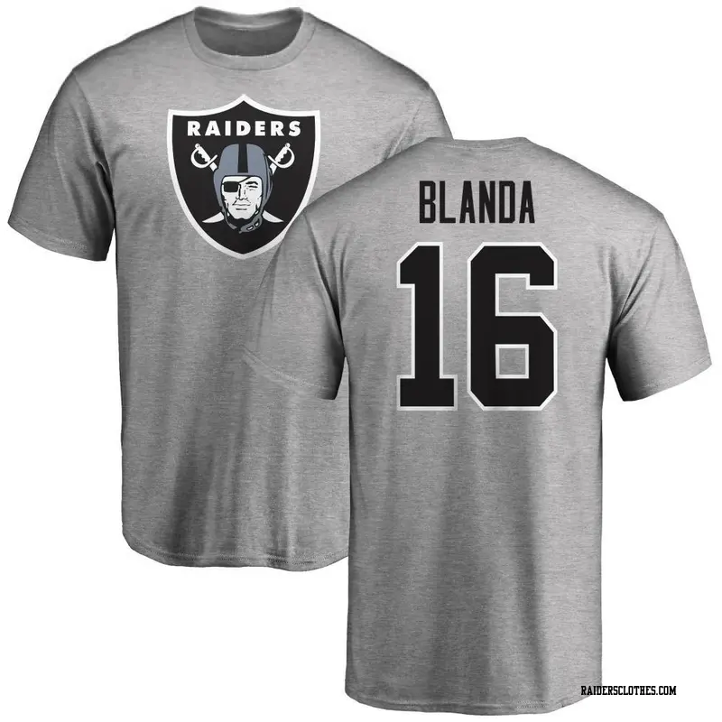 Youth Las Vegas Raiders ＃16 George Blanda Ash Name & Number Logo T-Shirt