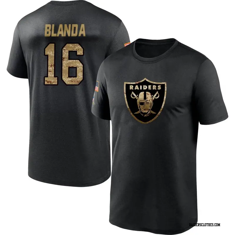 Youth Las Vegas Raiders ＃16 George Blanda Black 2020 Salute To Service Performance T-Shirt
