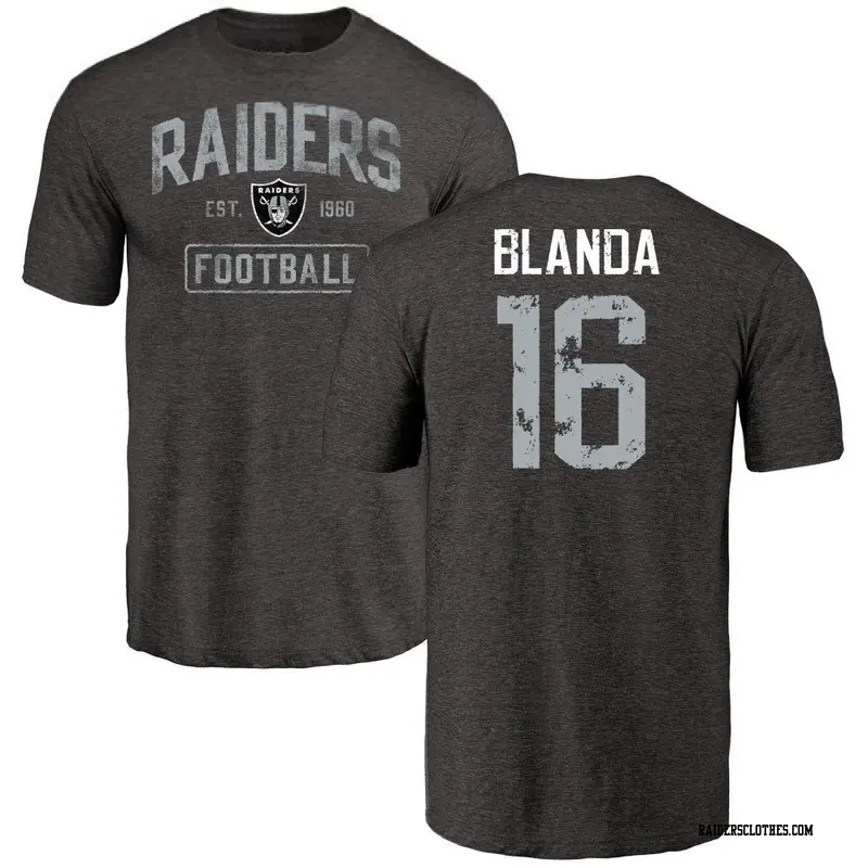Youth Las Vegas Raiders ＃16 George Blanda Black Distressed Name & Number T-Shirt