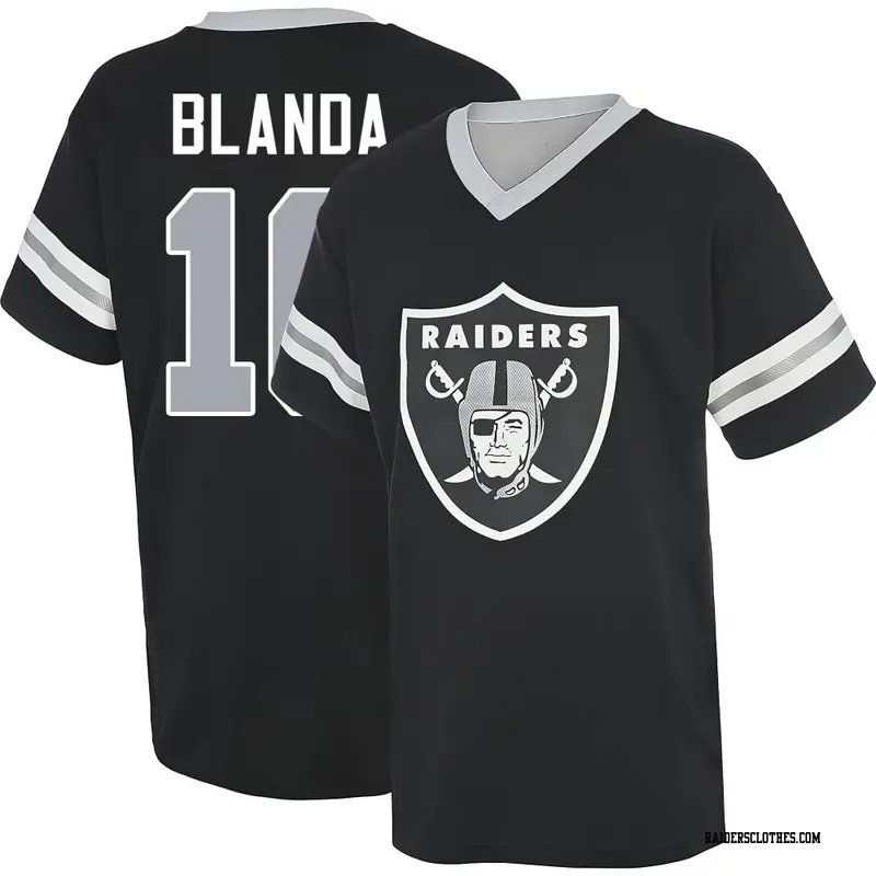 Youth Las Vegas Raiders ＃16 George Blanda Black Name & Number Game Day V-Neck T-Shirt