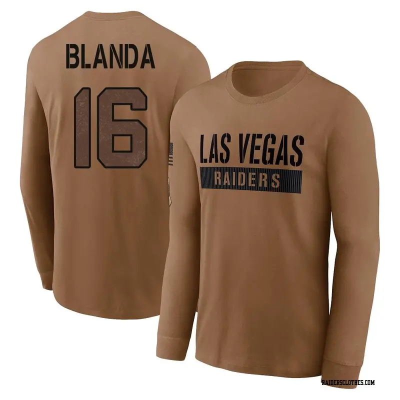 Youth Las Vegas Raiders ＃16 George Blanda Brown 2023 Salute To Service Long Sleeve T-Shirt