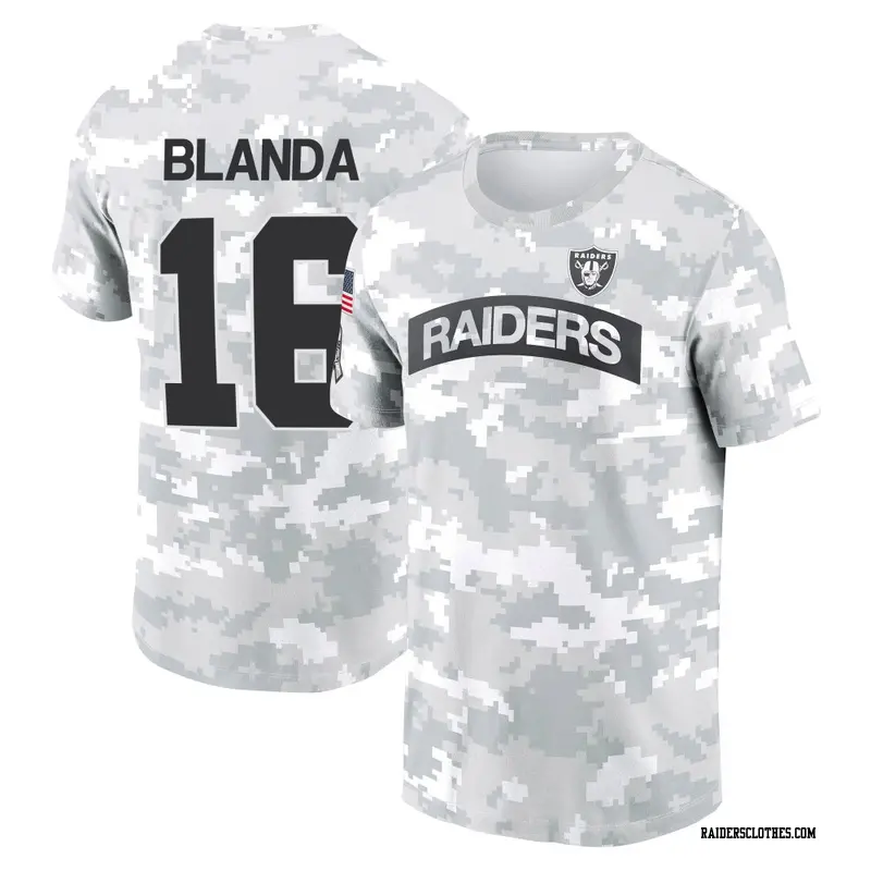 Youth Las Vegas Raiders ＃16 George Blanda Camo Arctic 2024 Salute to Service Performance T-Shirt