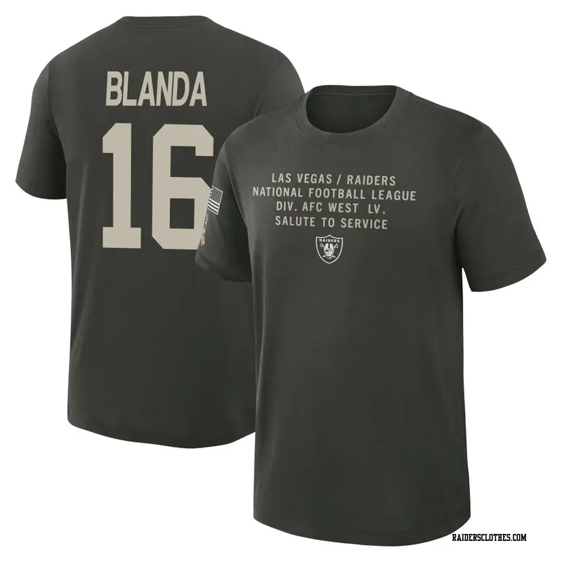 Youth Las Vegas Raiders ＃16 George Blanda Dark/Green 2025 Salute to Service Sideline Slub T-Shirt